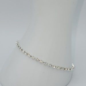 Silvertone Austrian Crystal Tennis Bracelet 7 1/2"
